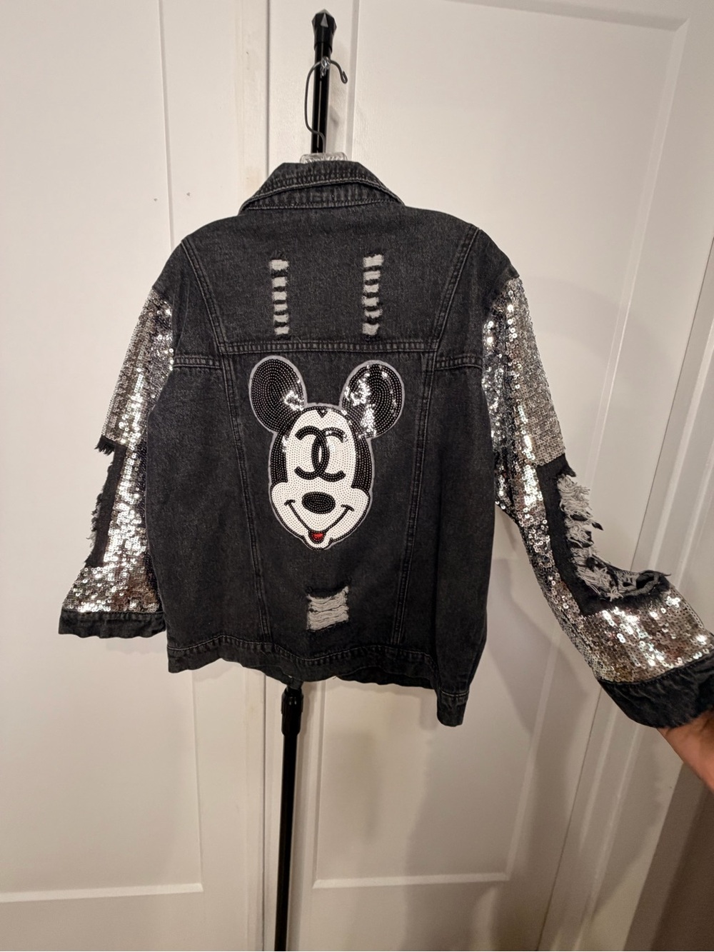 Black Jean jacket with sequins patches